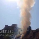 حریق در دامنه قلعه فلک الافلاک / علت آتش سوزی در دست بررسی است